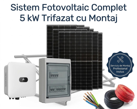 Sisteme Fotovoltaice Complete cu Montaj - Sistem Fotovoltaic Complet 5kW Trifazat Montaj Huawei Jinko