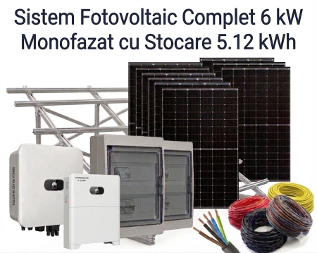 Sisteme Fotovoltaice Complete cu Montaj - Sistem Fotovoltaic 6kW Monofazat Stocare 5kWh Montaj Deye Jinko
