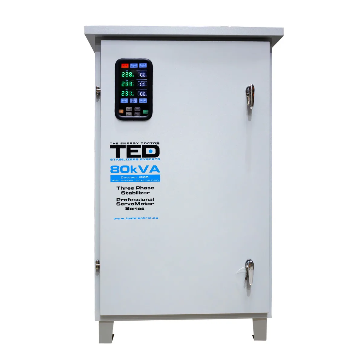 Trifazate - Stabilizator retea maxim 80KVA-SVC cu servomotor trifazat-trifazat pentru exterior IP65 TED007513