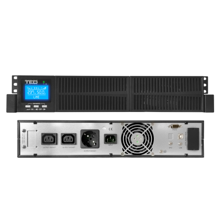 Online Dubla Conversie - UPS 1000VA rackabil 2U Online dubla conversie management 1 schuko + 2 IEC TED Electric TED004048