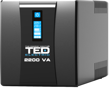 Stabilizatoare de Tensiune - UPS 2200VA/1200W LCD Line Interactive AVR 3 schuko 4x7Ah USB Management TED Electric TED004666