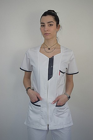 Halat de dama cu maneca scurta, fermoar si capse [13]