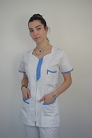 Halat de dama cu maneca scurta, fermoar si capse [5]