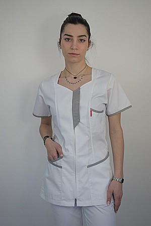 Halat de dama cu maneca scurta, fermoar si capse [17]