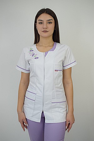 Uniforme medicale dama - Halat de dama cu maneca scurta si fermoar