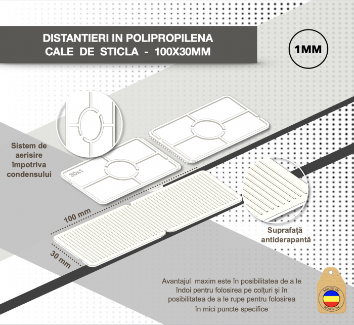 Distantier termopan | 1 mm, 30x100 mm | set 100 bucăți [3]