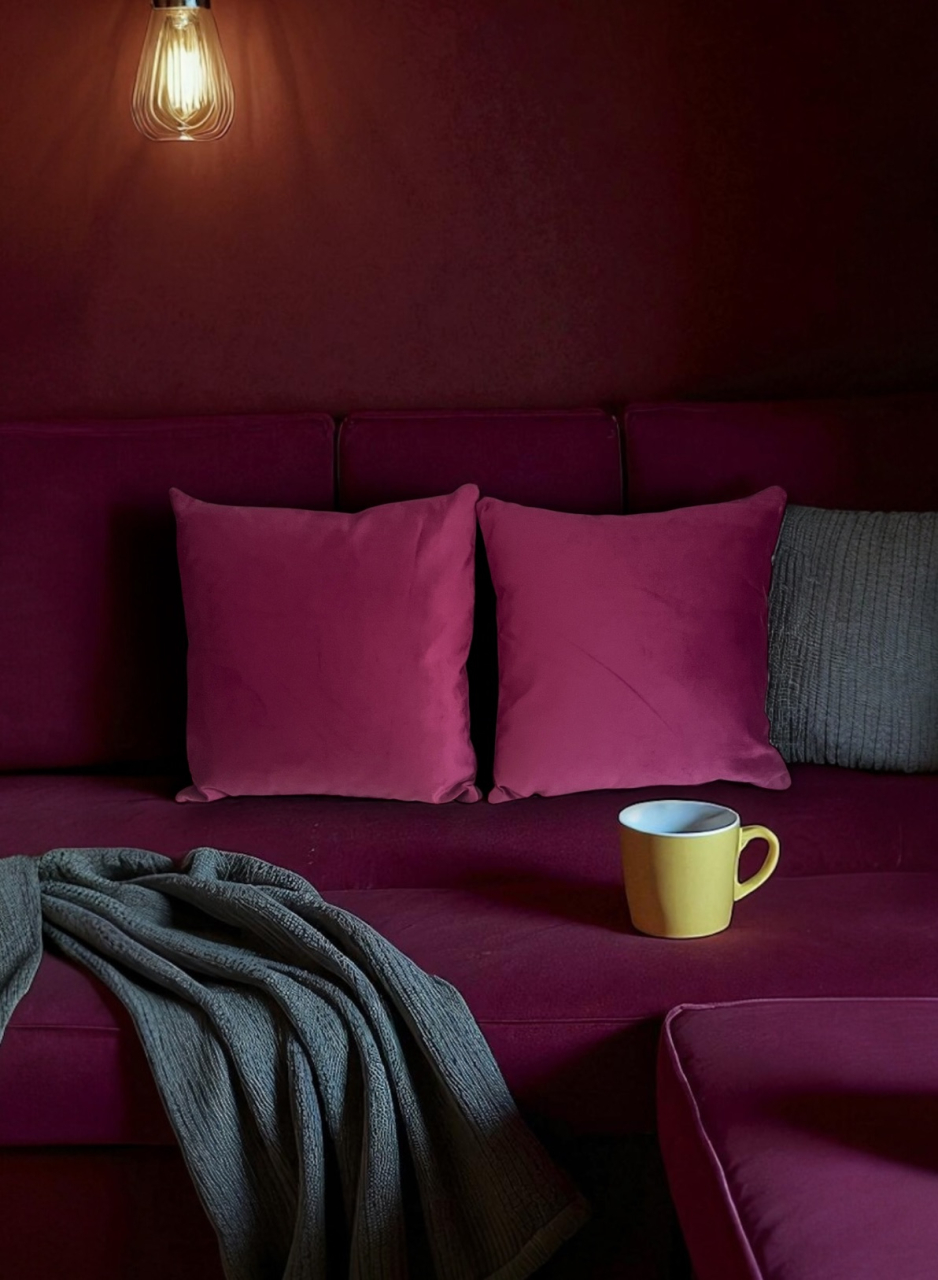 Set 2 fete perna 42 x 42 cm, material catifea, Mov [1]