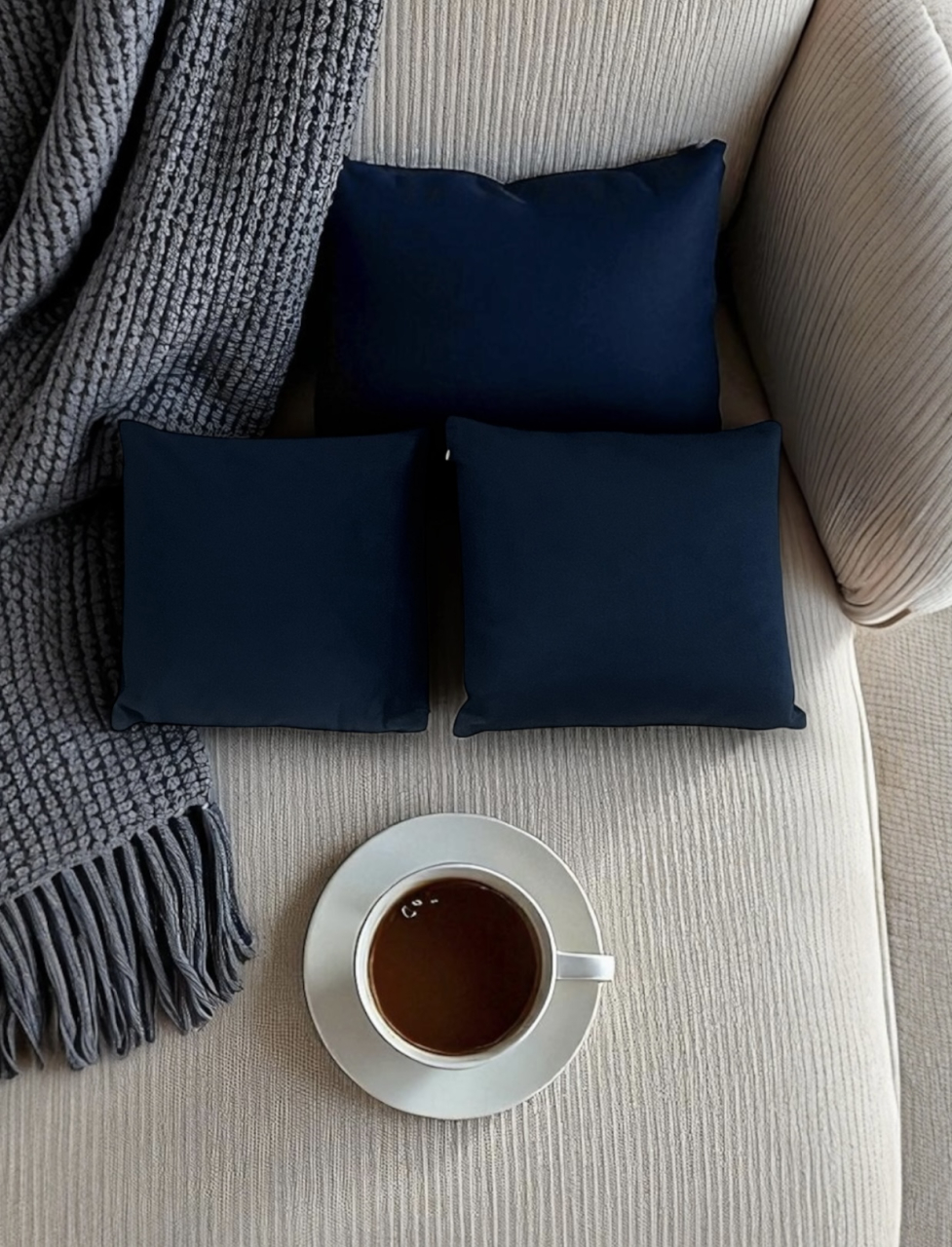 Set 2 fete perna 42 x 42 cm, material catifea, Albastru inchis [1]