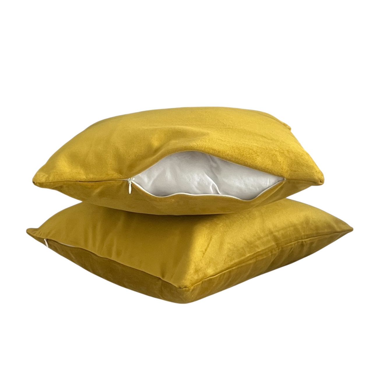 Set 2 fete perna 42 x 42 cm, material catifea, Mustar [3]