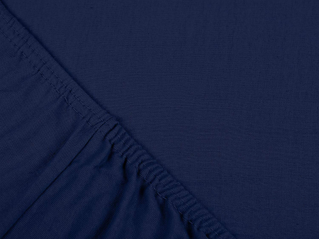 Cearceaf cu elastic, bumbac jersey, 100 x 200 x 25 cm, Albastru inchis [5]