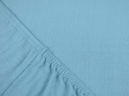 Cearceaf cu elastic, bumbac jersey, 120 x 200 x 25 cm, Albastru deschis [3]