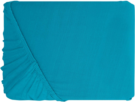 Cearceaf cu elastic, bumbac jersey, 120 x 200 x 25 cm, Turcoaz [2]
