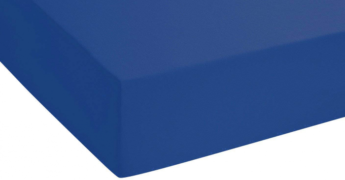 Cearceaf cu elastic, bumbac jersey, 140 x 200 x 25 cm, Albastru [2]