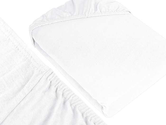 Cearceaf cu elastic, bumbac jersey, 160 x 200 x 25 cm, Alb [2]