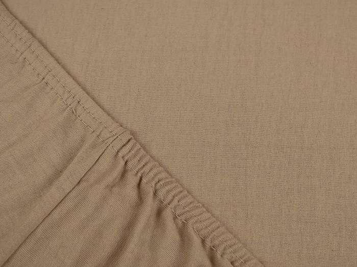 Cearceaf cu elastic, bumbac jersey, 160 x 200 x 25 cm, Crem inchis [3]
