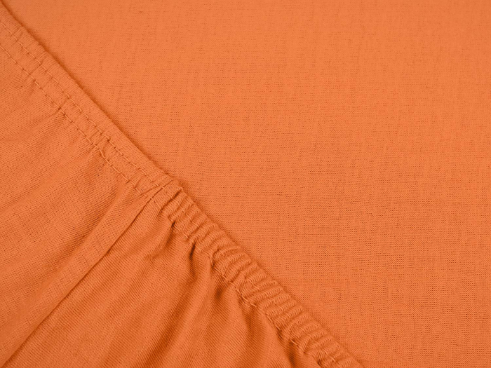 Cearceaf cu elastic, bumbac jersey, 160 x 200 x 25 cm, Portocaliu [3]