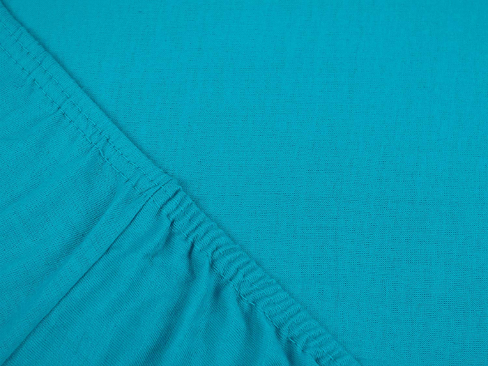 Cearceaf cu elastic, bumbac jersey, 160 x 200 x 25 cm, Turcoaz [3]