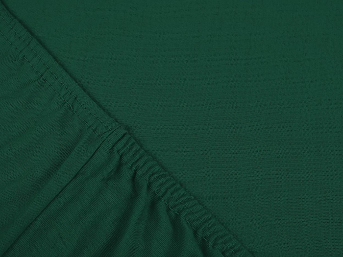 Cearceaf cu elastic, bumbac jersey, 160 x 200 x 25 cm, Verde inchis [3]