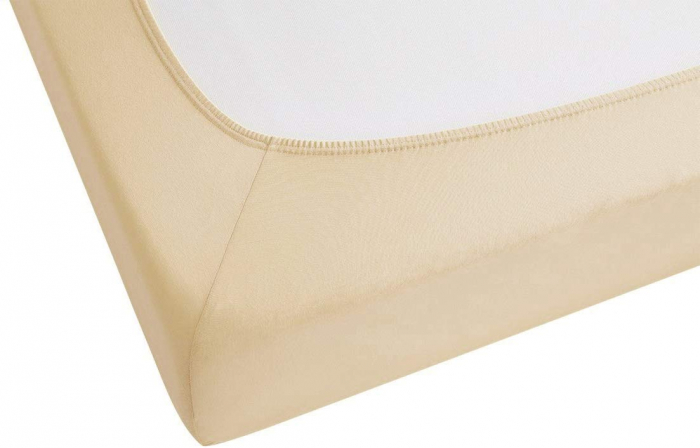 Cearceaf cu elastic, bumbac jersey, 180 x 200 x 25 cm, Crem [4]
