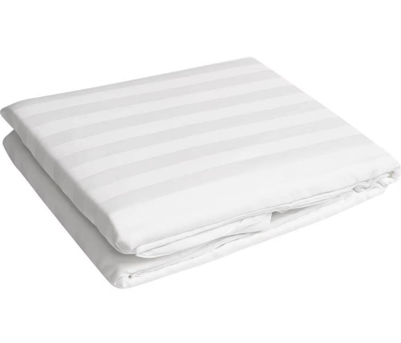 Cearceaf de pat cu elastic Damasc, densitate 160 gr/mp, 25 inaltime, dungi 2 cm, Alb [1]