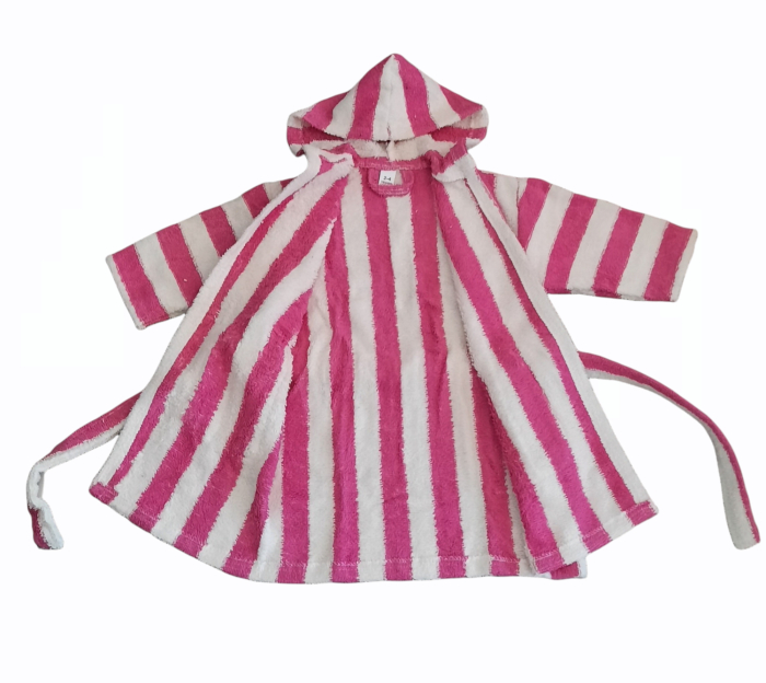 Halat de baie copii, bumbac 100%, 6 - 8 ani, Alb/roz [2]