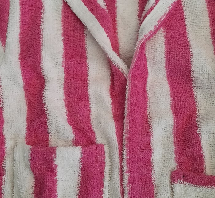 Halat de baie copii, bumbac 100%, 6 - 8 ani, Alb/roz [3]