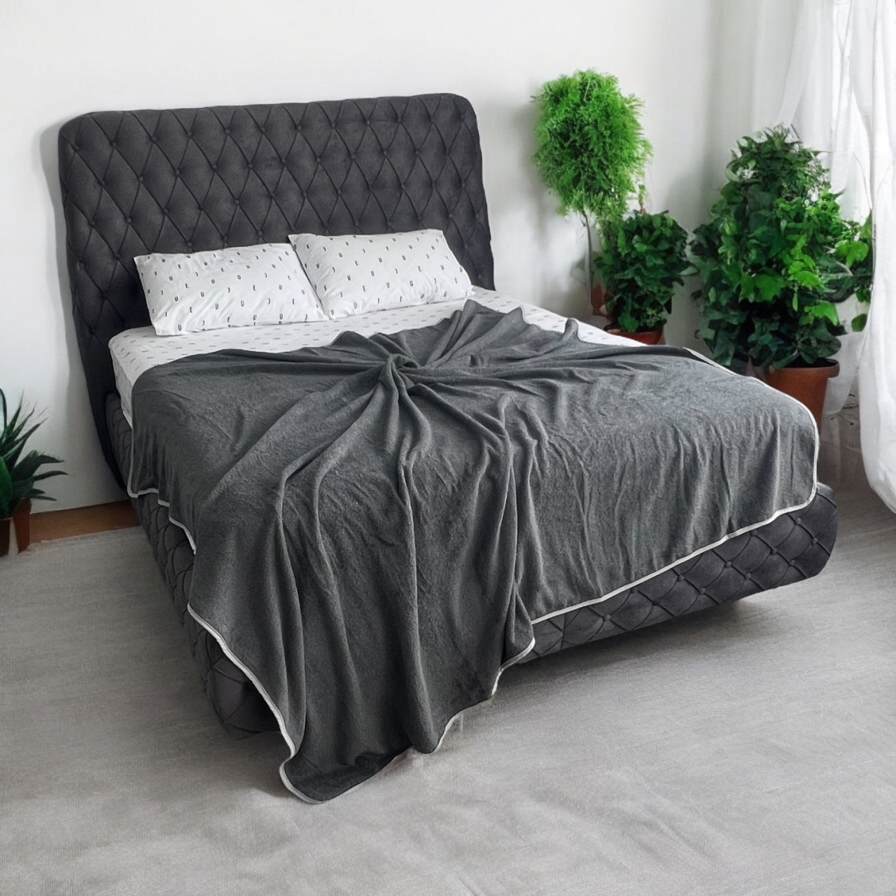 Prosop de pat/plaja 160 X 200 cm, bumbac, Gri petrol [4]