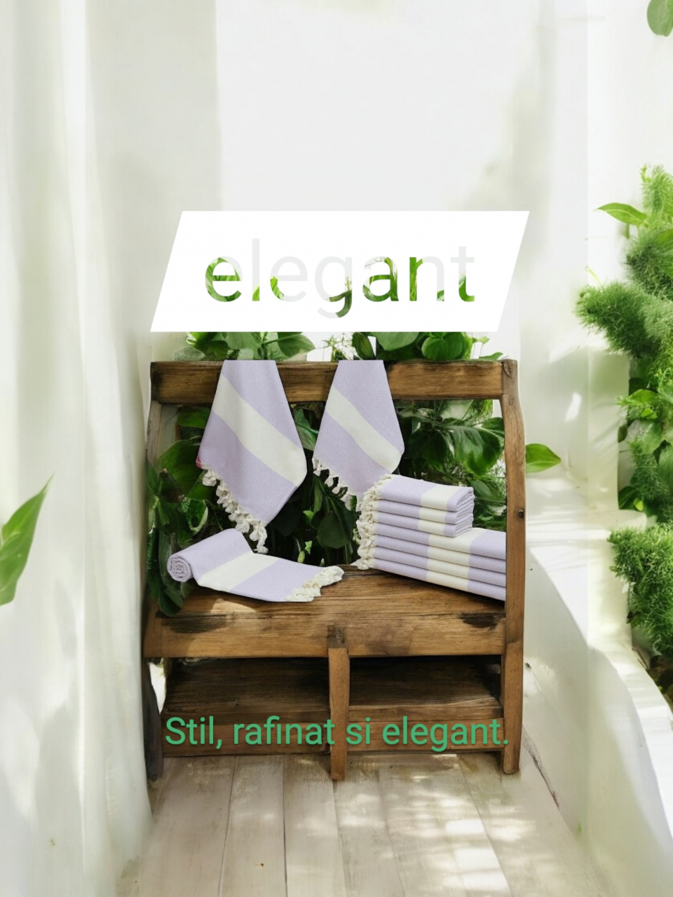 Prosop de plaja/ sauna/ masaj  90X180 cm, bumbac, Lila/alb [3]