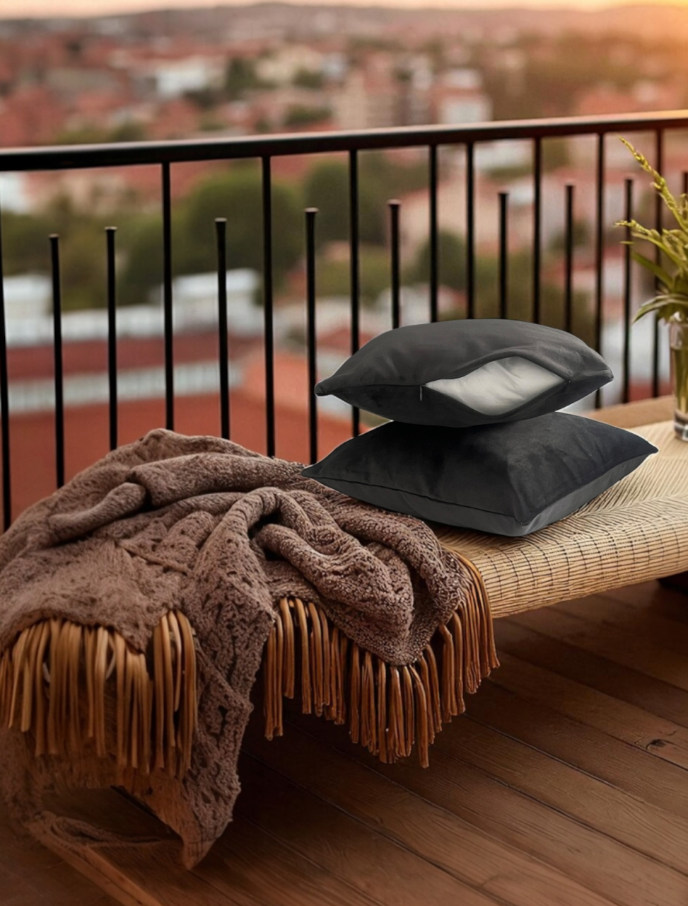 Set 2 fete perna 42 x 42 cm, material catifea, Gri petrol [2]