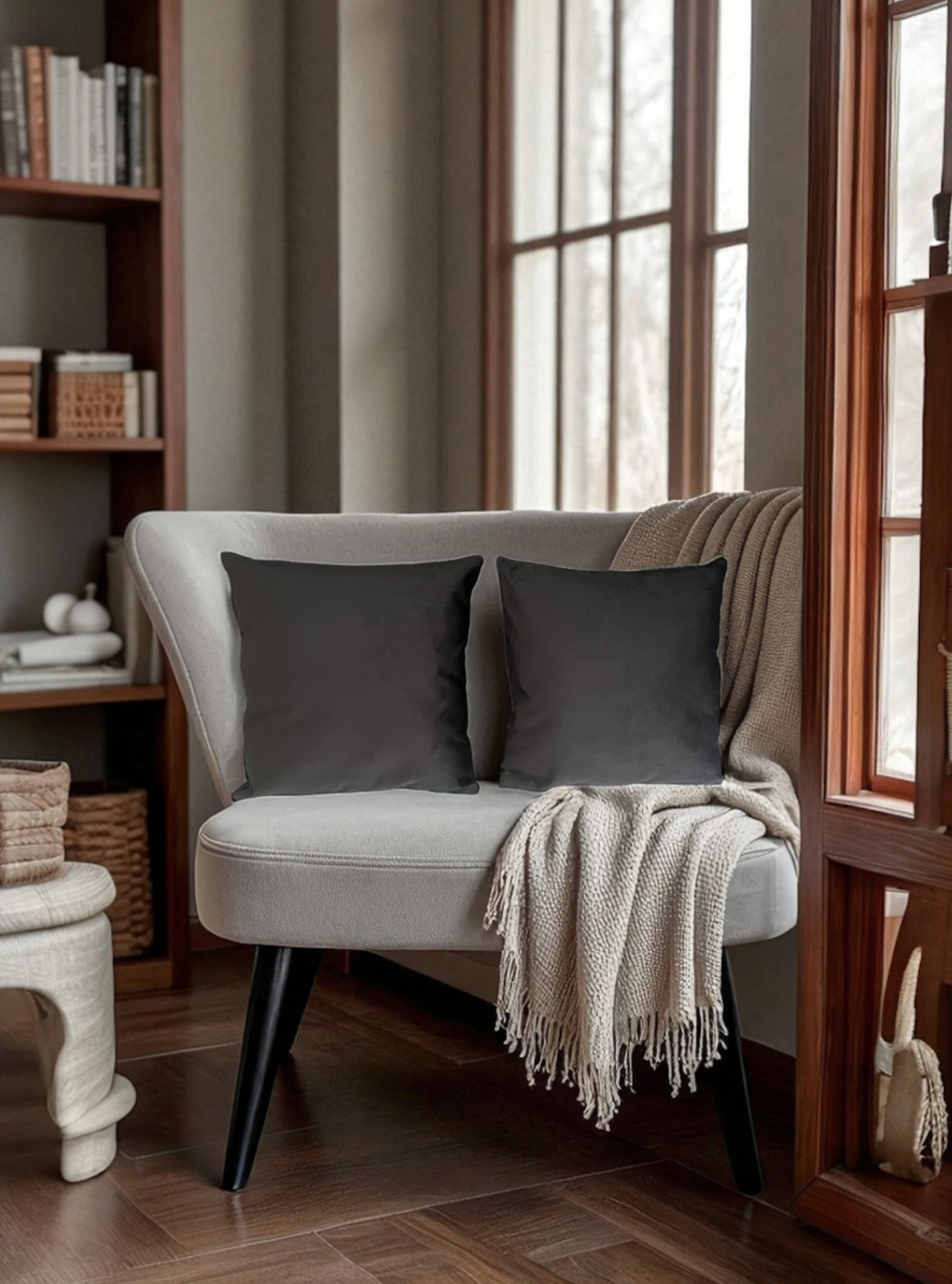 Set 2 fete perna 42 x 42 cm, material catifea, Gri petrol [1]