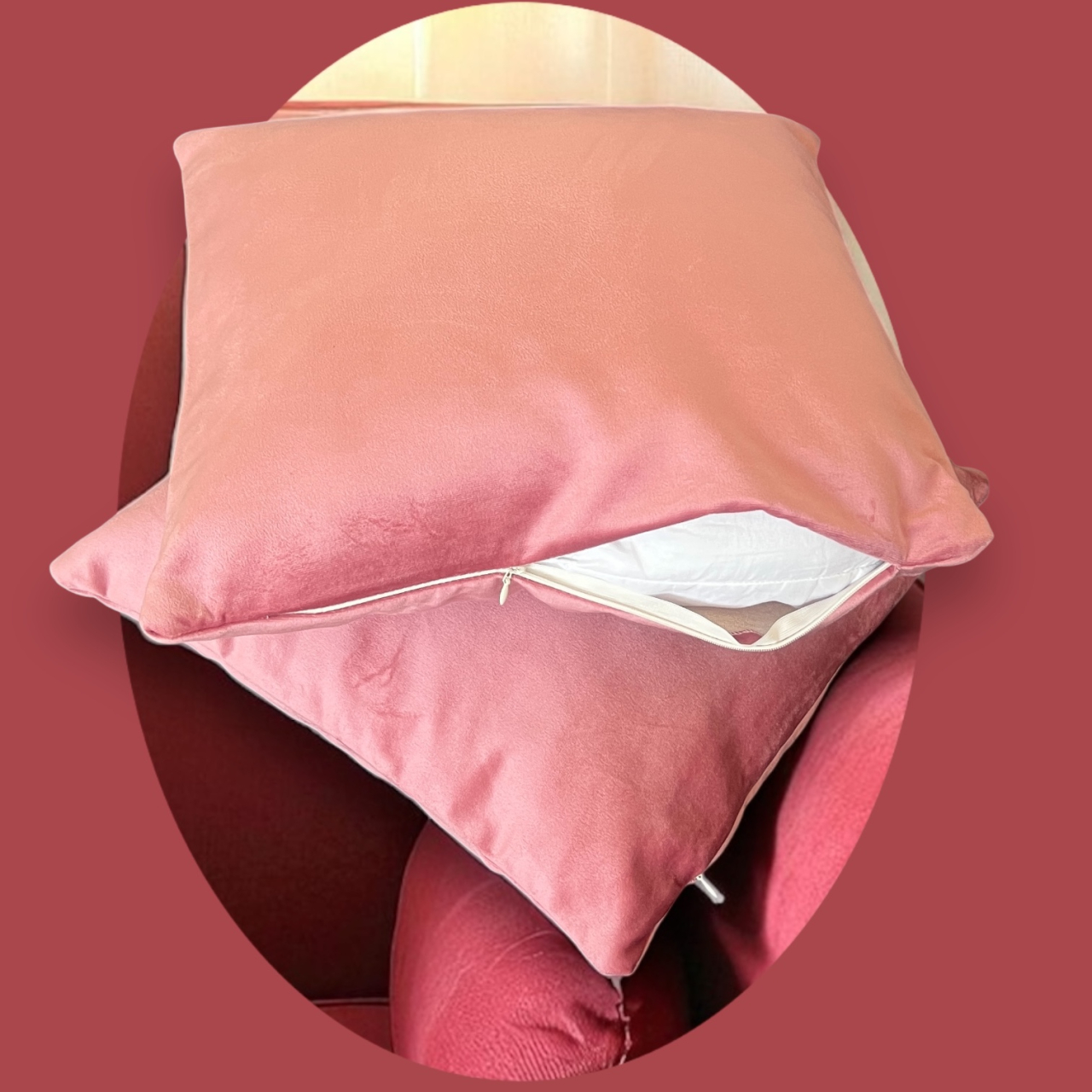 Set 2 fete perna 42 x 42 cm, material catifea, Roz [4]