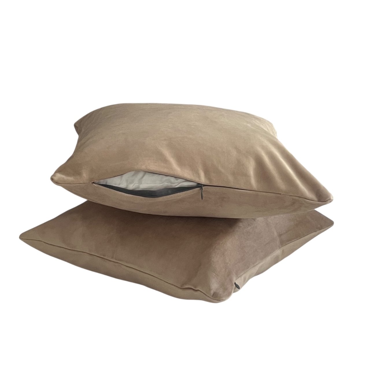 Set 2 fete perna 42 x 42 cm, material catifea, Bej [3]