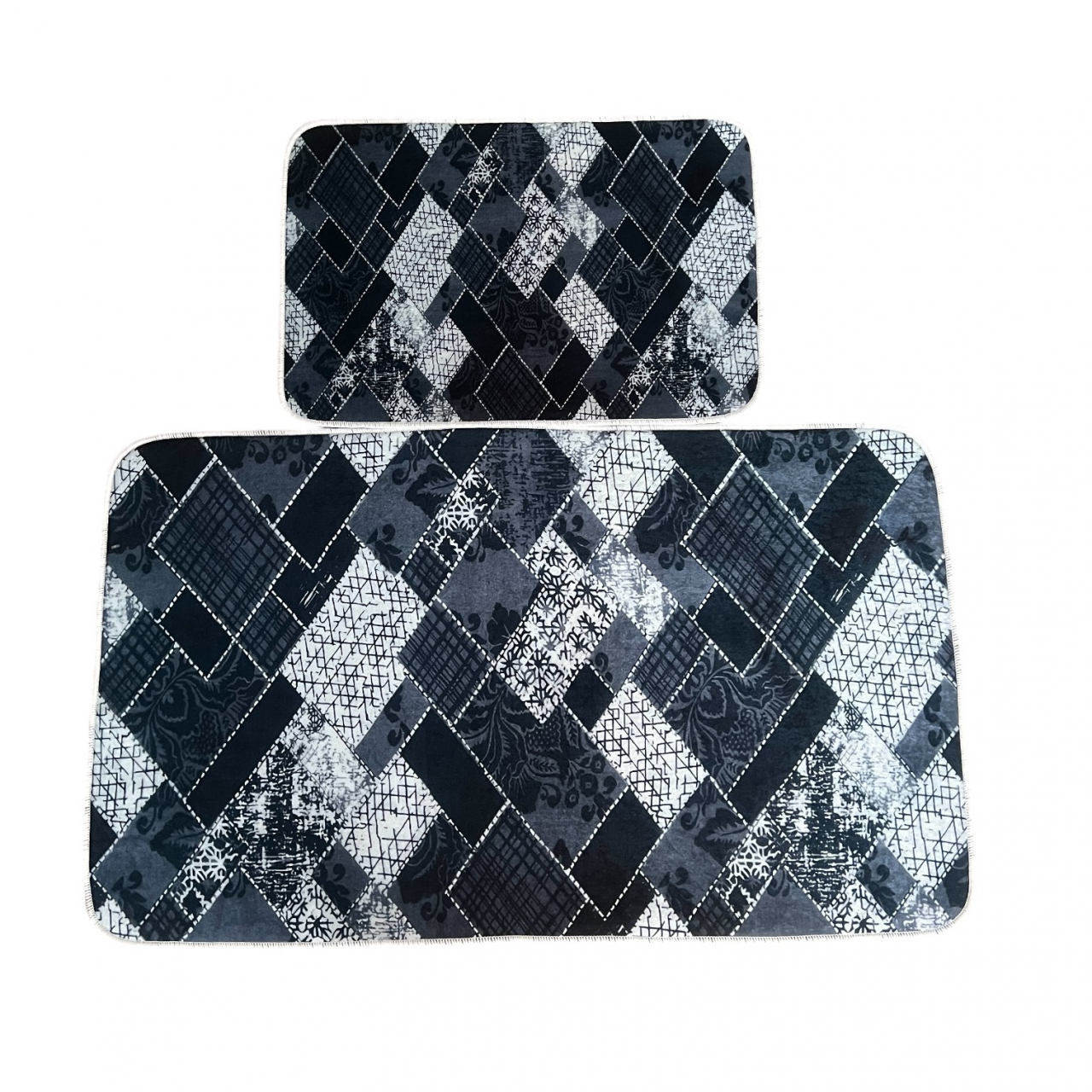 Set covoare baie antiderapante, 2 piese, 60x100 cm/40x60 cm, Albastru inchis [3]