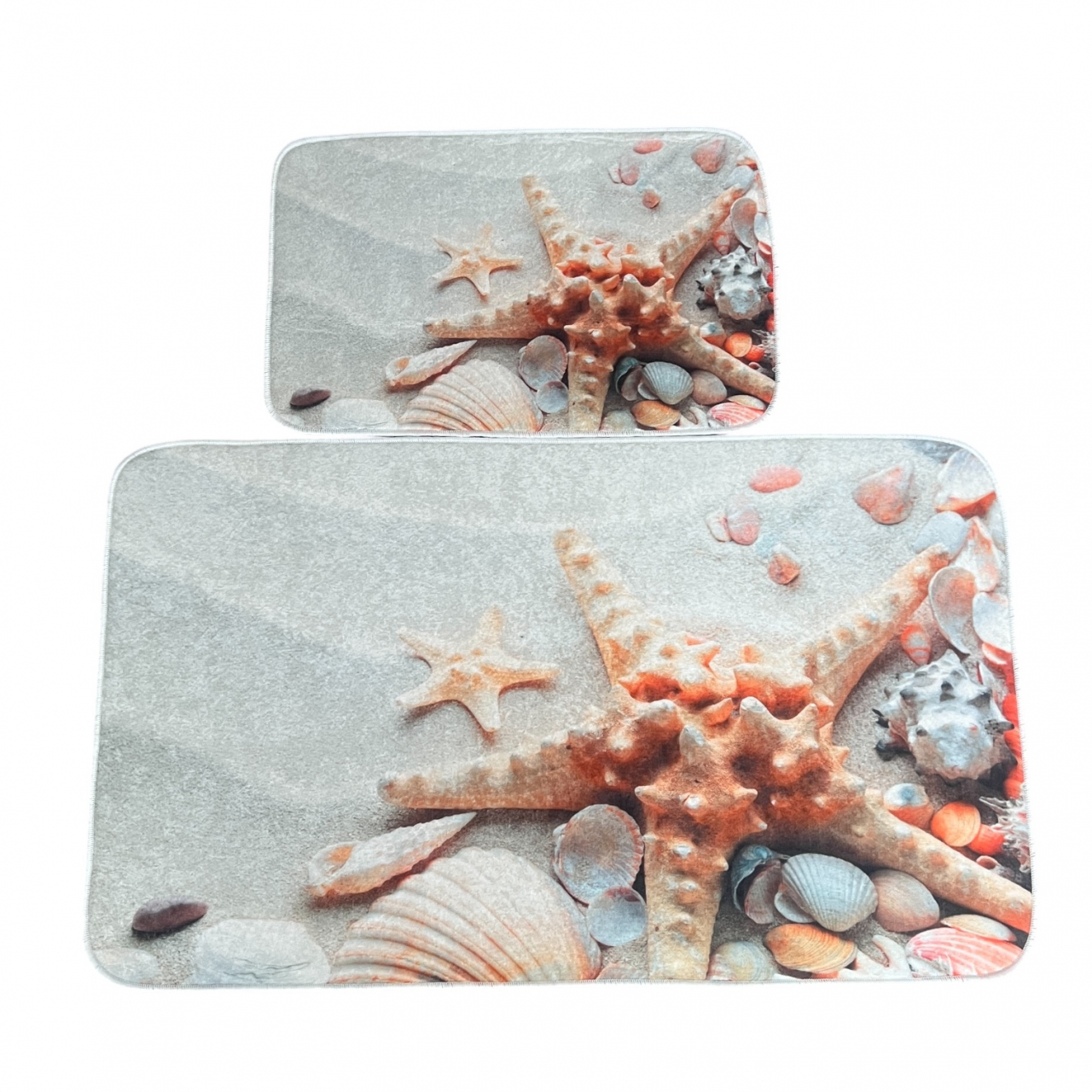 Set covoare baie antiderapante, 2 piese, 60x100 cm/40x60 cm, Alb/crem/maro [3]