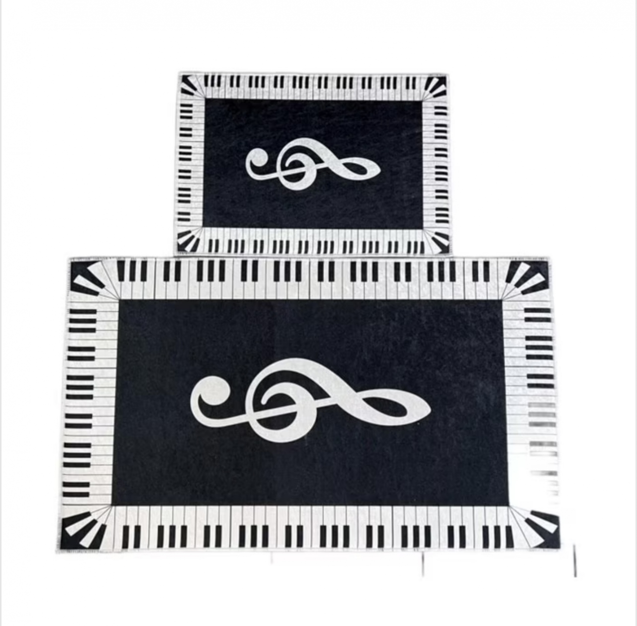 Set covoare baie antiderapante, 2 piese, 60x100 cm/40x60 cm, Alb fildes/negru lucios [3]