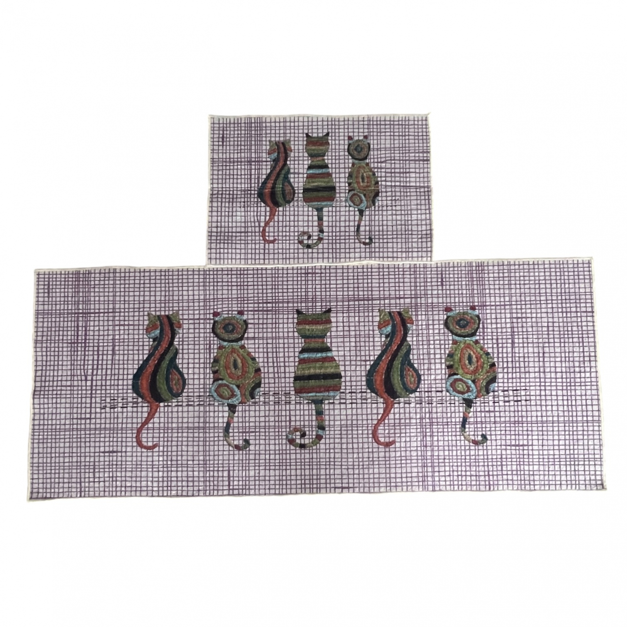 Set covoare bucatarie antiderapante 2 piese, 140x60/60x40 cm, Lila [5]