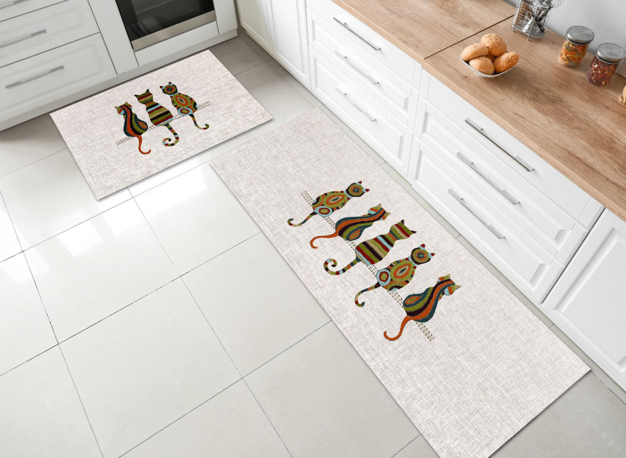 Set covoare bucatarie antiderapante 2 piese, 140x60/60x40 cm, Lila [2]