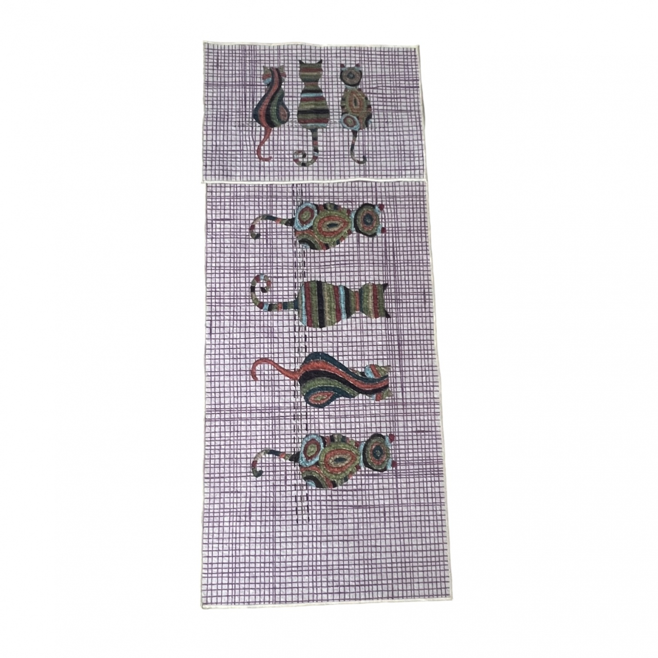 Set covoare bucatarie antiderapante 2 piese, 140x60/60x40 cm, Lila [4]
