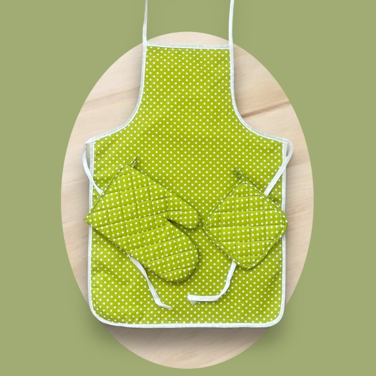 Sort de bucatarie 3 piese, impermeabil, Verde fistic [1]