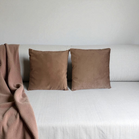 Set 2 fete perna 42 x 42 cm, material catifea, Maro [4]