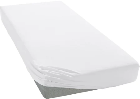Cearceaf de pat cu elastic - Cearceaf cu elastic, bumbac jersey, 100 x 200 x 25 cm, Alb