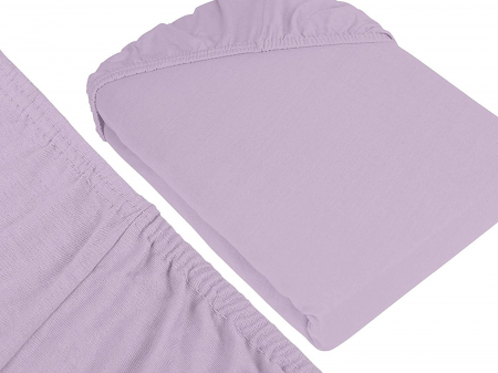 Cearceaf cu elastic, bumbac jersey, 100 x 200 x 25 cm, Mov [1]