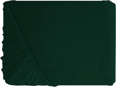 Cearceaf de pat cu elastic - Cearceaf cu elastic, bumbac jersey, 100 x 200 x 25 cm, Verde inchis