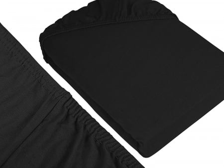 Cearceaf cu elastic, bumbac jersey, 120 x 200 x 25 cm, Negru [1]