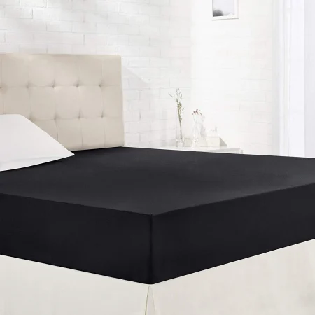Cearceaf cu elastic, bumbac jersey, 120 x 200 x 25 cm, Negru [2]