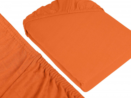Cearceaf cu elastic, bumbac jersey, 120 x 200 x 25 cm, Portocaliu [1]