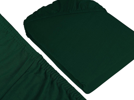 Cearceaf cu elastic, bumbac jersey, 120 x 200 x 25 cm, Verde inchis [1]