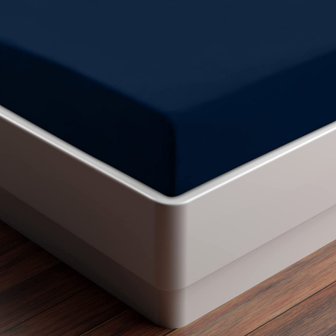 Cearceaf cu elastic, bumbac jersey, 140 x 200 x 25 cm Albastru inchis [5]