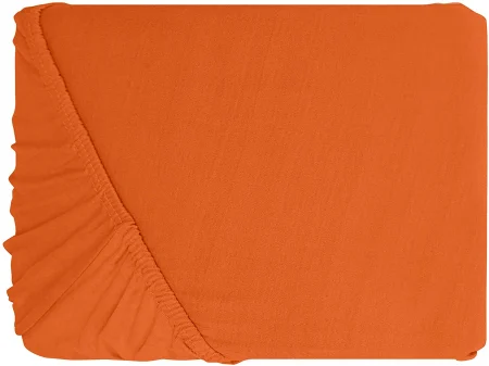 Cearceaf de pat cu elastic - Cearceaf cu elastic, bumbac jersey, 140 x 200 x 25 cm, Portocaliu