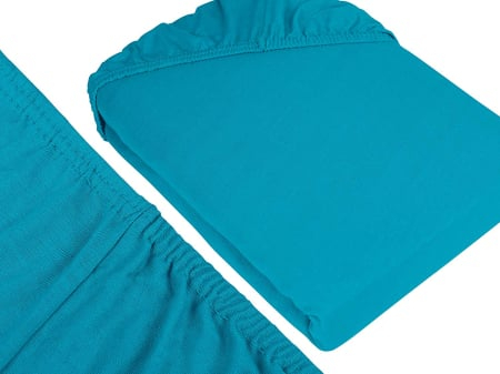 Cearceaf de pat cu elastic - Cearceaf cu elastic, bumbac jersey, 140 x 200 x 25 cm, Turcoaz